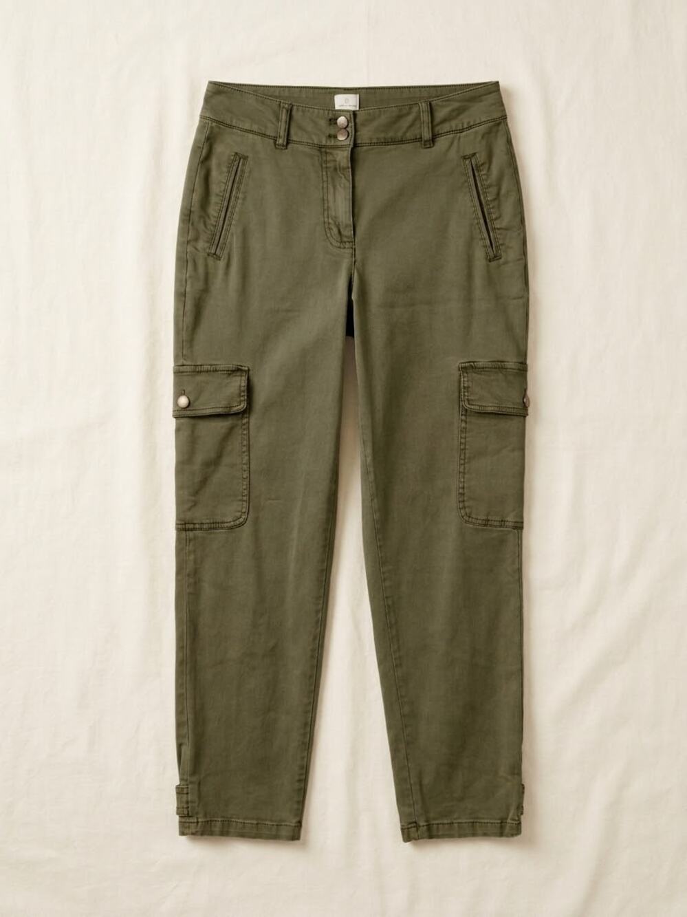 Joie Green Cargo Pants Size 8 Tencel Blend High Rise Snap Ankle Utility